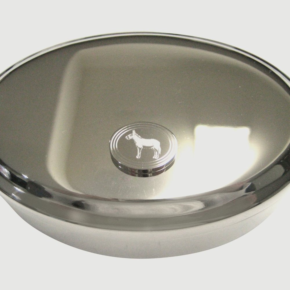 Etched Oval Donkey Oval Trinket Jewelry Box